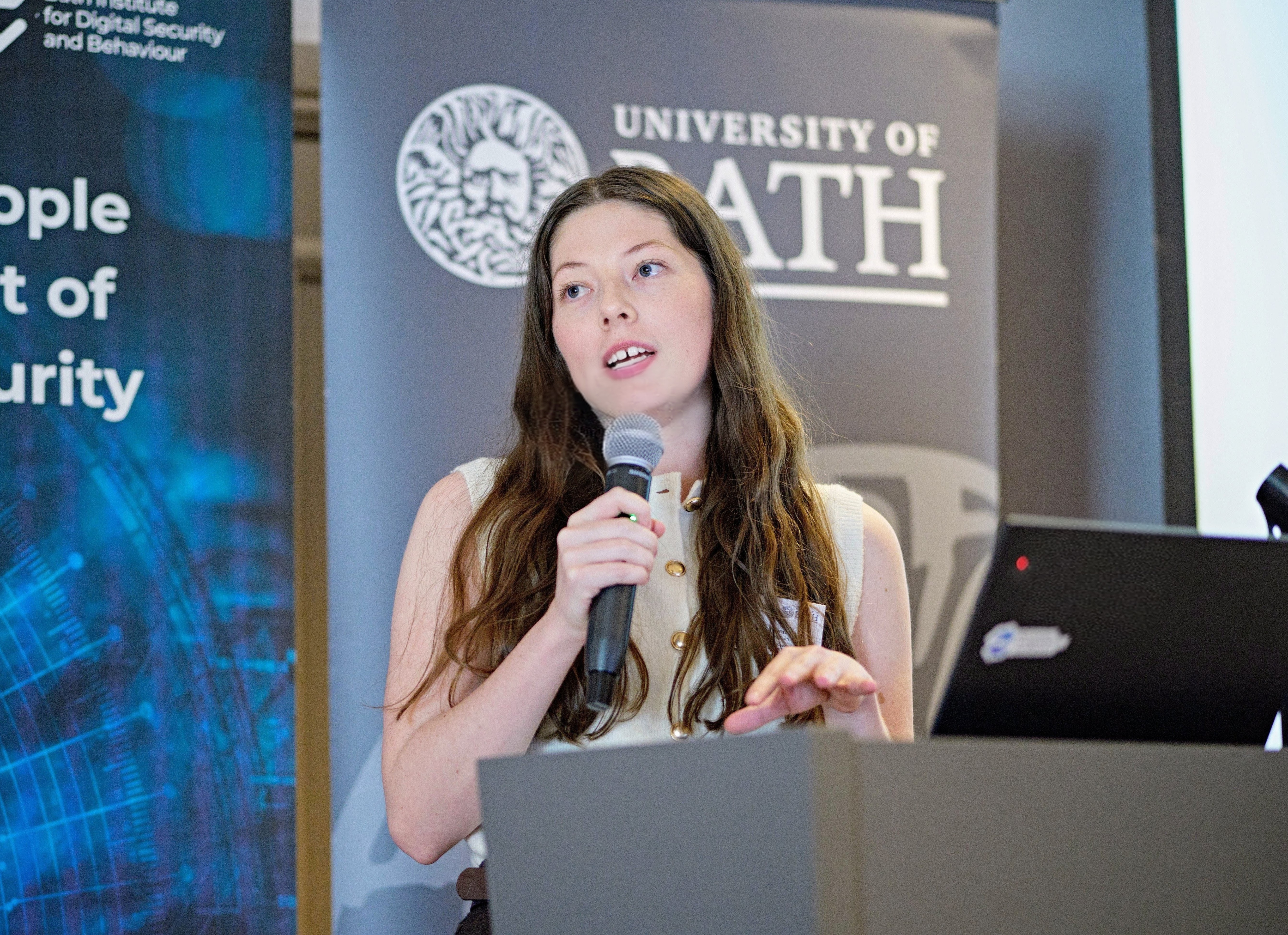 Katie Thomas presenting at an event